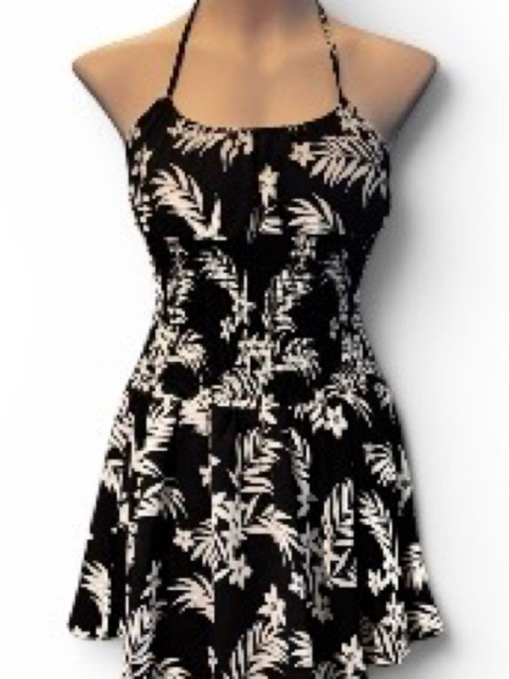 Women’s Black Halter Backless Floral Sundress